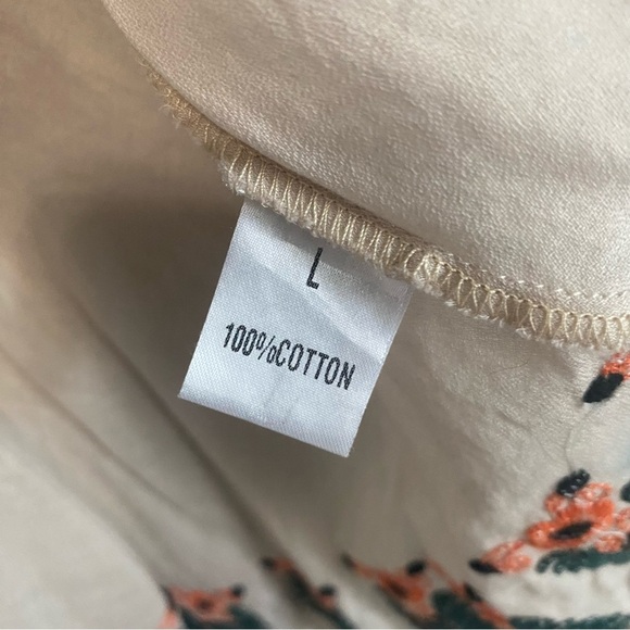 THML Embroidered Cotton Bohemian Scoop Neck Cotton Peplum Top Size Large - Picture 7 of 7